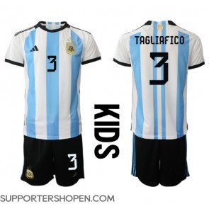 Argentina Nicolas Tagliafico #3 Hemmatröja Barn VM 2022 Kortärmad (+ korta byxor)